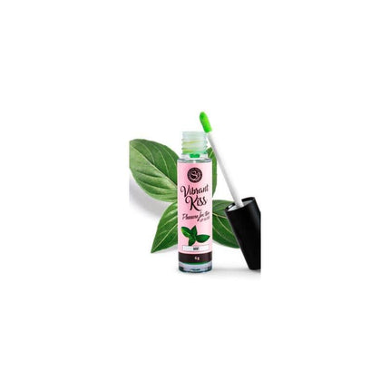 Lip Gloss Vibrant Kiss Flavor Mint with leaves and applicator