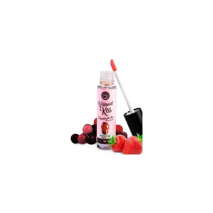 Lip Gloss Vibrant Kiss Flavor Strawberry Gum with strawberries and gloss wand