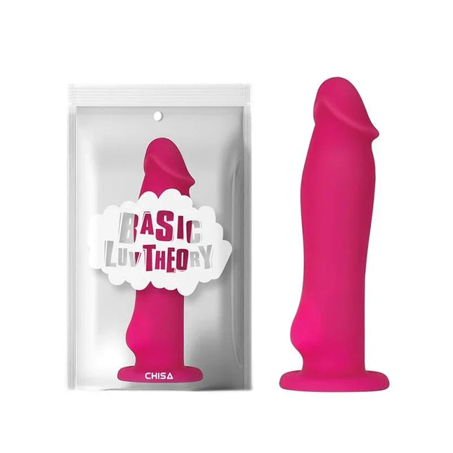 Liquid Silicone Vibrator USB in pink with suction cup and glans-shaped tip next to its packaging.