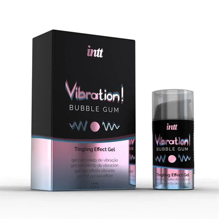 Liquid Vibrator Bubble Gum Aroma 15 ml in packaging featuring tingling effect gel