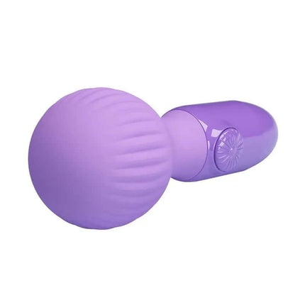 Little Cute Mini Wand Lilac - Compact lilac silicone vibrator with ribbed head for strong stimulation and comfort.