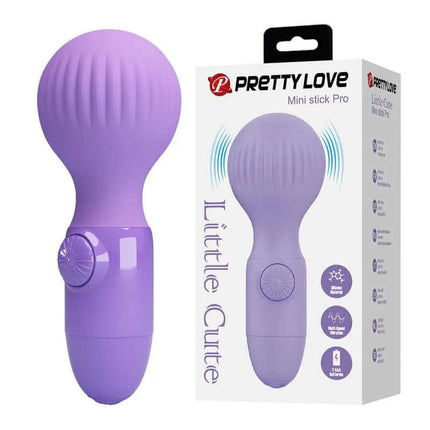 Little Cute Mini Wand Lilac by Pretty Love, compact purple vibrator with packaging, designed for strong stimulation and tactile pleasure.