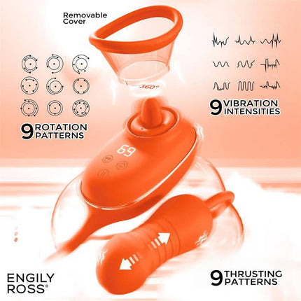 Lizer Pro Oscillating Tongue Stimulator, Vulva Pump, and Thrusting Egg by Engily Ross, showcasing features and patterns.