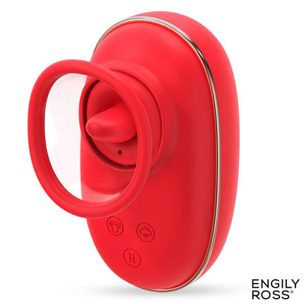 Lizer Stimulator with Licking, Vacuum Pump and Vibration in red, compact design with tongue function and multiple modes for body stimulation.