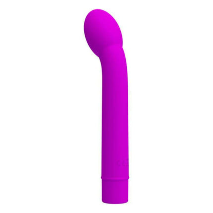 Logan Vibe Purple ergonomic silicone vibrator with 10 vibration functions, ideal for solo play or couples, in vibrant purple color.