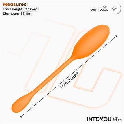 Logan Vibrating Egg with App Unibody Silicone Orange featuring sleek design and app control for pleasure, measuring 220mm x 33mm