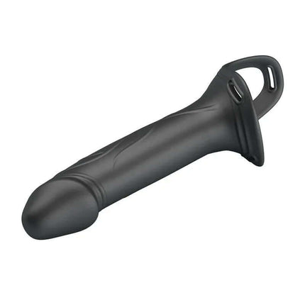 Black hollow dildo from the London Universal Strap-On Harness with Hollow Dildo 6.6 kit, shown separately.