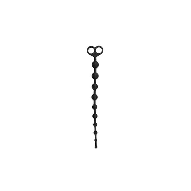 Long Anal Beads Black - flexible 33.5 cm chain with 10 soft beads for comfortable anal play, suitable for beginners and experienced users.