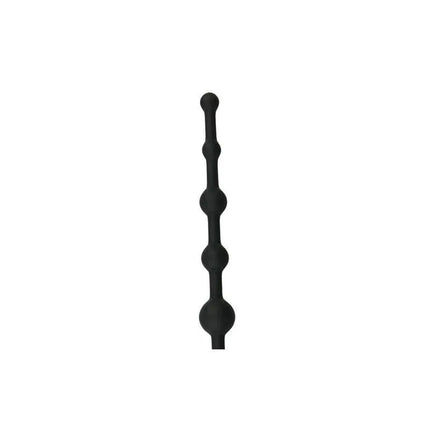 Long Anal Beads Black, featuring a 33.5 cm soft, flexible chain with ten beads designed for comfortable escalating stimulation.