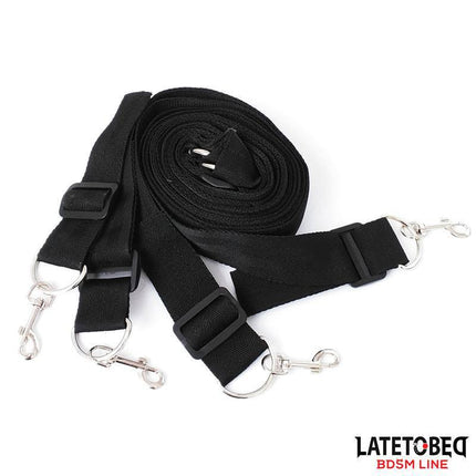 Long Velvet Bed Bondage Restraints Adjustable with velcro cuffs and secure clasps for intimate play, Latetobed BDSM Line