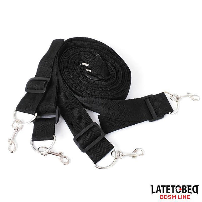 Long Velvet Bed Bondage Restraints Adjustable with velcro cuffs and secure clasps for intimate play, Latetobed BDSM Line