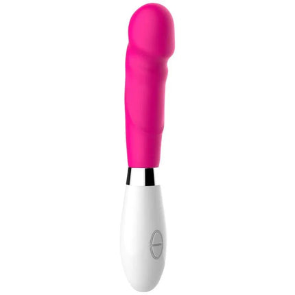 Louver Vibe Silicone Pink vibrator with ergonomic handle and smooth silicone body, featuring a semi-realistic tip for tailored pleasure.