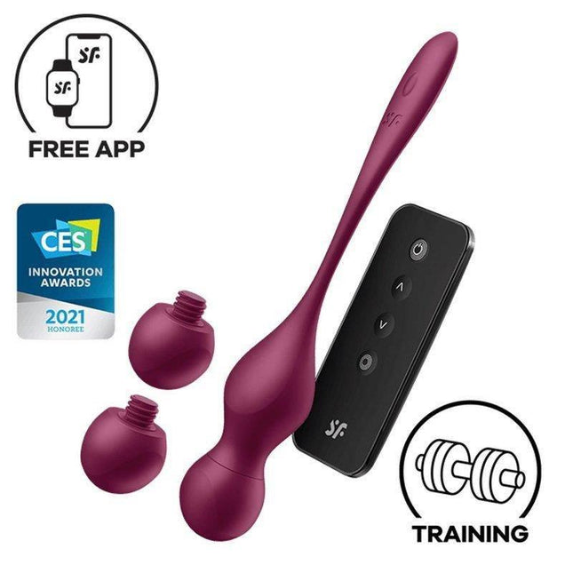 Love Birds Vary Connect App Wine Red pelvic floor trainer with free app and remote for intelligent training.