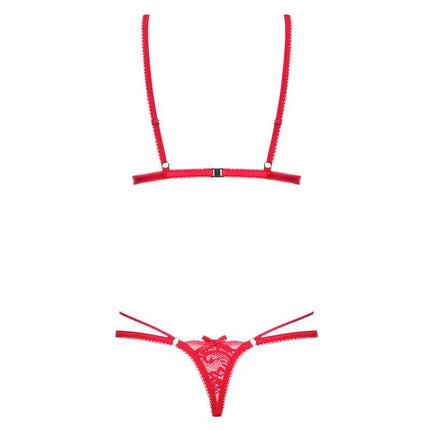 Lovlea Lace Body in red, showcasing geometric design with adjustable straps, perfect for a flattering silhouette.