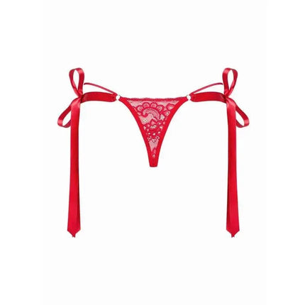 Lovlea Thong with Bow in red lace featuring playful bow accents for a feminine and flirty lingerie style.
