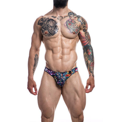 Low Rise Bikini Brief Provocative Tattoo by Cut4men, designed for comfort and style, featuring a striking tattoo pattern, perfect for daily wear.