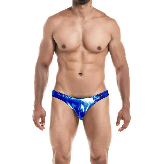 Model wearing Low Rise Bikini Brief Skai Blue by Cut4men, showcasing a sleek and supportive fit for everyday comfort.