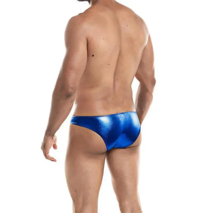 Man wearing Low Rise Bikini Brief Skai Blue from Cut4men, showing back view for contemporary style and sleek silhouette.