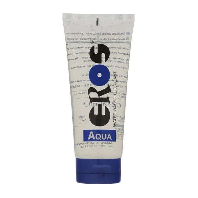 Front view of Lub Aqua Tube 200 ml water-based lubricant, featuring sleek packaging for a premium silky-smooth glide experience.