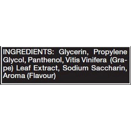 Ingredients list for Lub Tasty Fruits Lemon 100 ml lubricant: Glycerin, Propylene Glycol, Panthenol, Grape Leaf Extract, Sodium Saccharin.