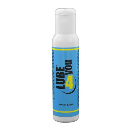 Lube 4 You Water Based 100 ml bottle, a lubricant that's medical-use, latex-compatible, water-soluble, and dermatologically tested.