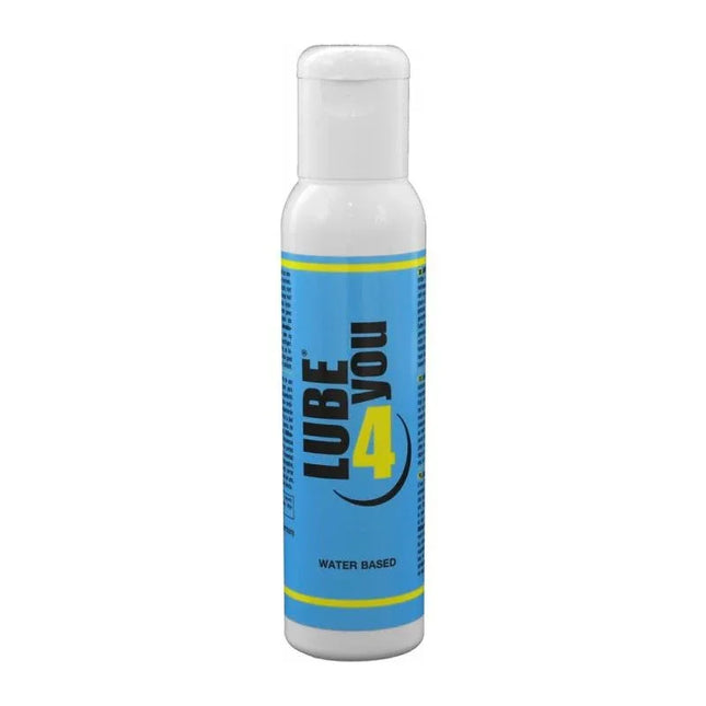 Lube 4 You Water Based 100 ml bottle, a lubricant that's medical-use, latex-compatible, water-soluble, and dermatologically tested.