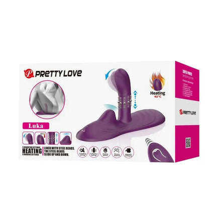 Luka Seat with Vibrator, Finger, Heat Effect and Rotating Beads packaging showcasing features.