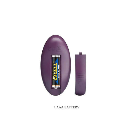 Purple remote control for Luka Seat with Vibrator, Finger, Heat Effect and Rotating Beads with AAA battery compartment