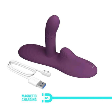 Luka Seat with Vibrator, Finger, Heat Effect and Rotating Beads in purple with magnetic charging cable.