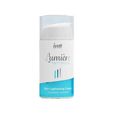 Lumiere Intimus Skin Lightening Cream 15 ml bottle, designed for brightening and evening skin tone, compact for on-the-go use.