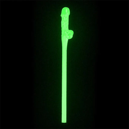 Luminous Willy Straws Pack of 9 glow-in-the-dark penis-shaped straw for fun party occasions.