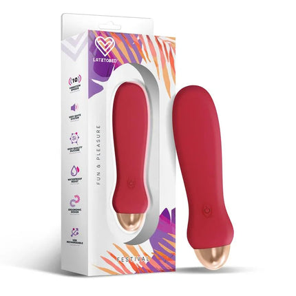 Luxo Stimulator 10 Speeds Rust Red in packaging, ergonomic design for private enjoyment.