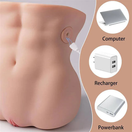 Lydia Thrusting Masturbator 6.5kg charging options with computer, recharger, and powerbank for versatile use and convenience.