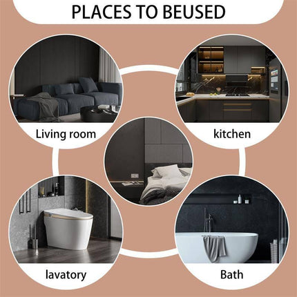 Image showing different home areas labeled as living room, kitchen, lavatory, and bath with a modern design theme.