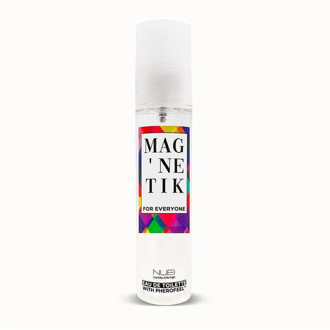 Magnetik For Everyone Non-binary Pheromone Perfume 50 ml bottle with colorful label and sprayer cap.