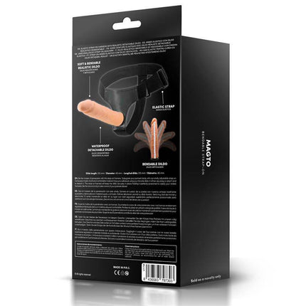 Packaging of Magto Bendable Strap-On Harness with detachable articulated dildo by Latetobed.