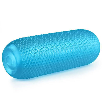 Male Masturbator Double Side Stroker Blue with textured exterior for versatile stimulation, designed for solo pleasure and comfort.