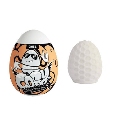 Male Masturbator Egg Cosy White with packaging, soft textured TPE interior for safe, comfortable solo play.