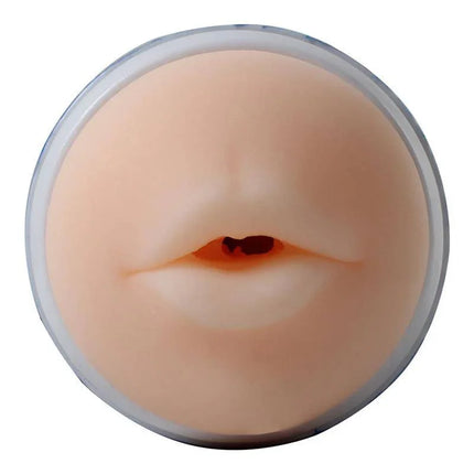 Male Masturbator Mouth Opening Blue with realistic lifelike design, compact and discreet in a stylish blue case for adult pleasure.
