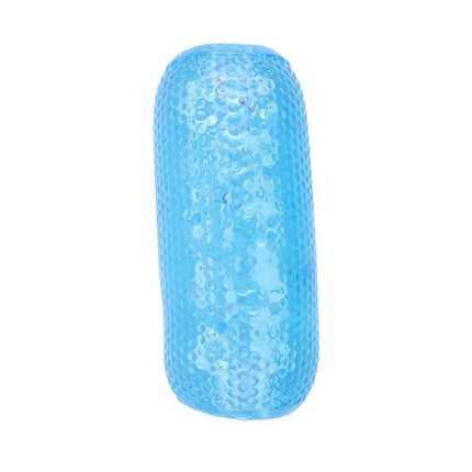 Male Masturbator Palm Stroker No. 2 - 4.9 Blue textured sleeve offers discreet pleasure, handheld size, and comfort in TPE material.