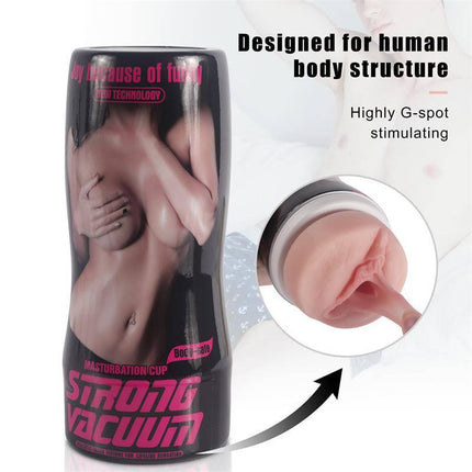 Male Masturbator Vagina Karen with vagina-shaped opening and discreet packaging for realistic stimulation and storage