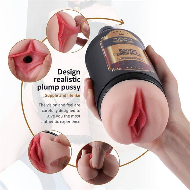 Male Masturbator Vagina Liquor Bottle with realistic design and discreet wine-bottle shape for private pleasure and authentic experience