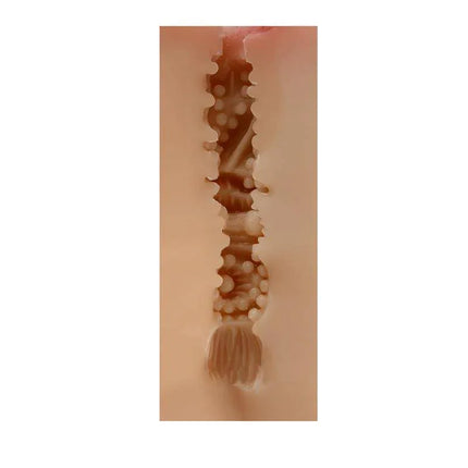 Textured tunnel of Male Masturbator Vagina Maureen Skin showcasing ribbed design for realism and comfort.