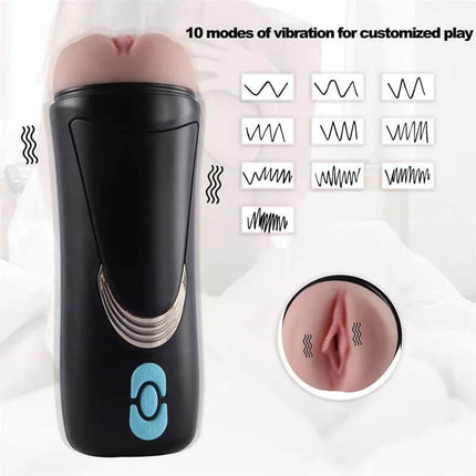 Male Masturbator Vagina with Moans Lauren with 10 vibration modes for customizable pleasure