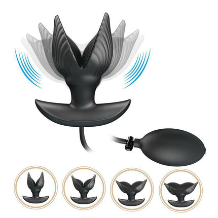 Manson Inflatable Butt Plug with Vibration showcasing adjustable fullness with ball pump.