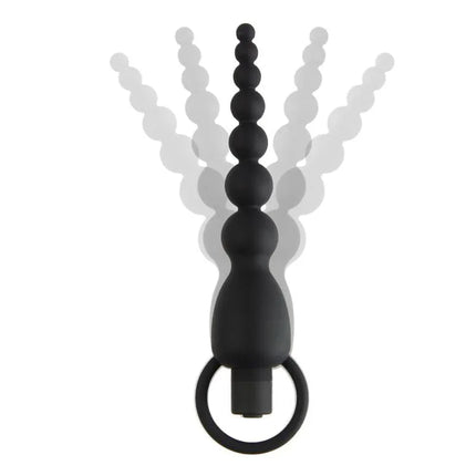 Marbe Anal Chain with Vibration USB Silicone in black, featuring a progressive bead design and vibrating function for customizable pleasure.