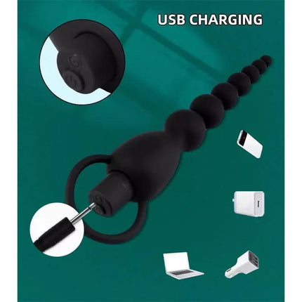 Marbe Anal Chain with Vibration USB Silicone with progressive bead design and USB charging feature