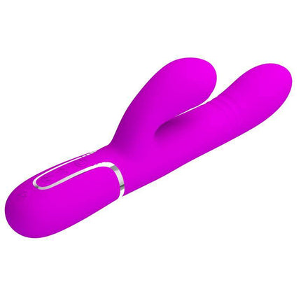 Mariana Vibrator 4 in 1 Silicone Fuchsia rabbit-shaped vibrator for total-body pleasure in fuchsia color.