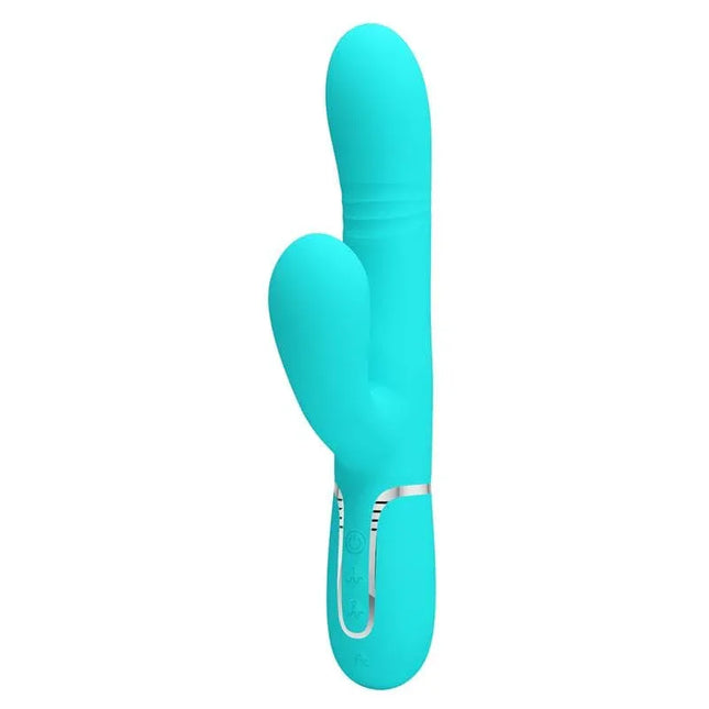 Mariana Vibrator 4 in 1 Silicone Turquoise with ergonomic design for versatile pleasure.