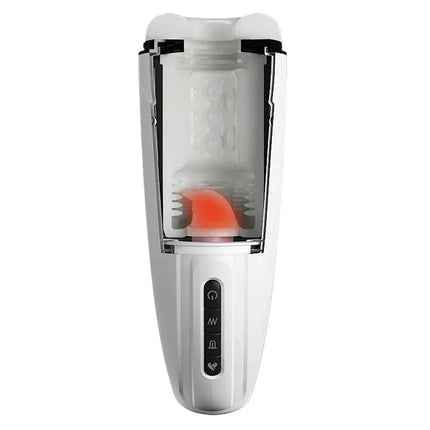 Marissa Male Masturbator Vibration, Heating, Sex Talk and Licking device showcasing interior design and control panel.